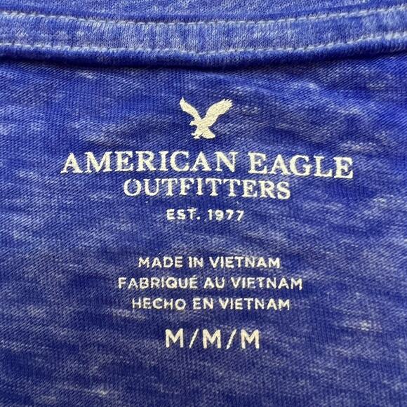 American Eagle Outfitters Crop Blue Light Weight Short Sleeve Flowy T-shirt Sz M - Picture 5 of 7